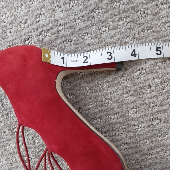 GORGEOUS "The Collection" Red Suede Leather Stretch Strapy Pointy Pumps, Sz 39 - Picture 11 of 11